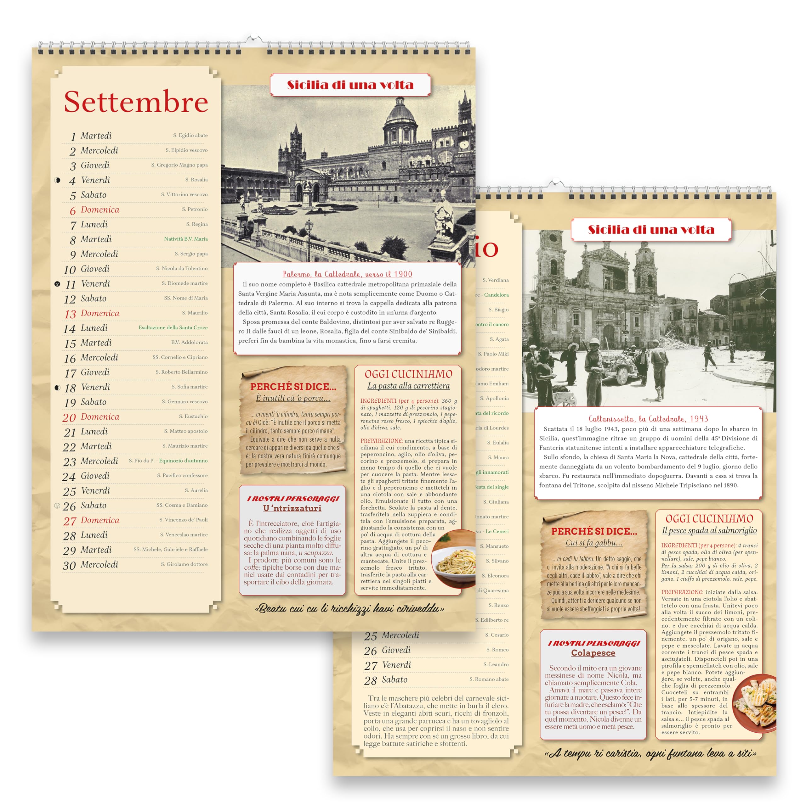 Sprea Calendario Sicilia 2026 da parete foto d'epoca