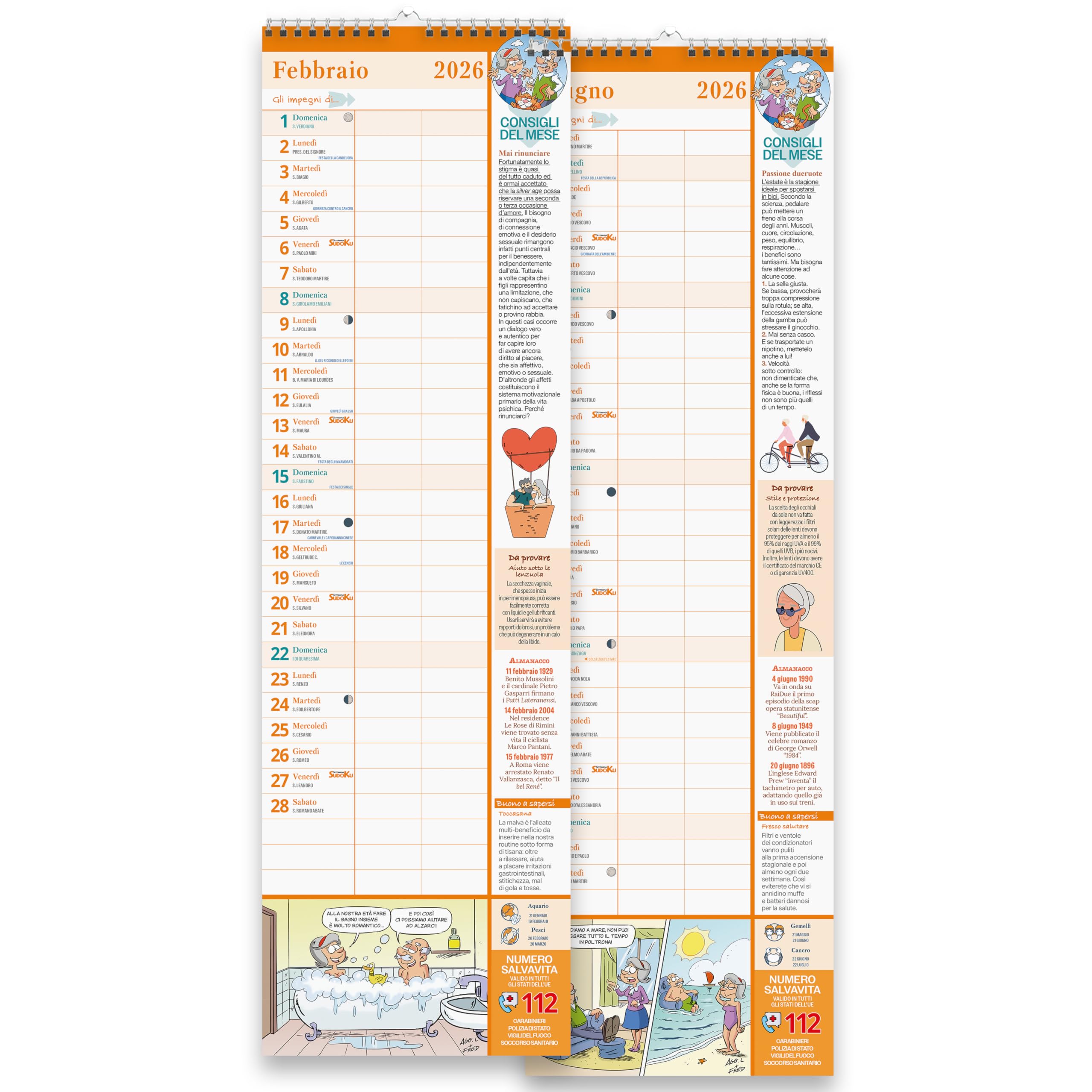 Sprea Pensionato 2026 calendario agenda 15x50 cm rigida