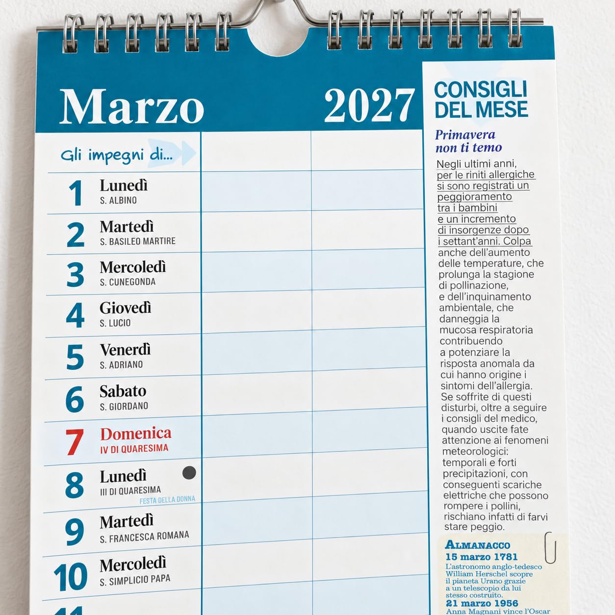 Sprea Calendario-Agenda dei Nonni 2027 calendario da parete 15x50 cm