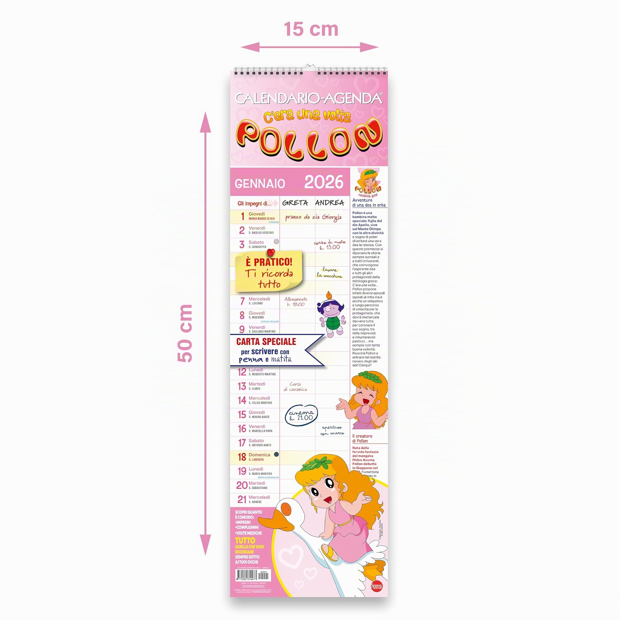 Sprea Pollon 2026 calendario agenda da muro illustrato