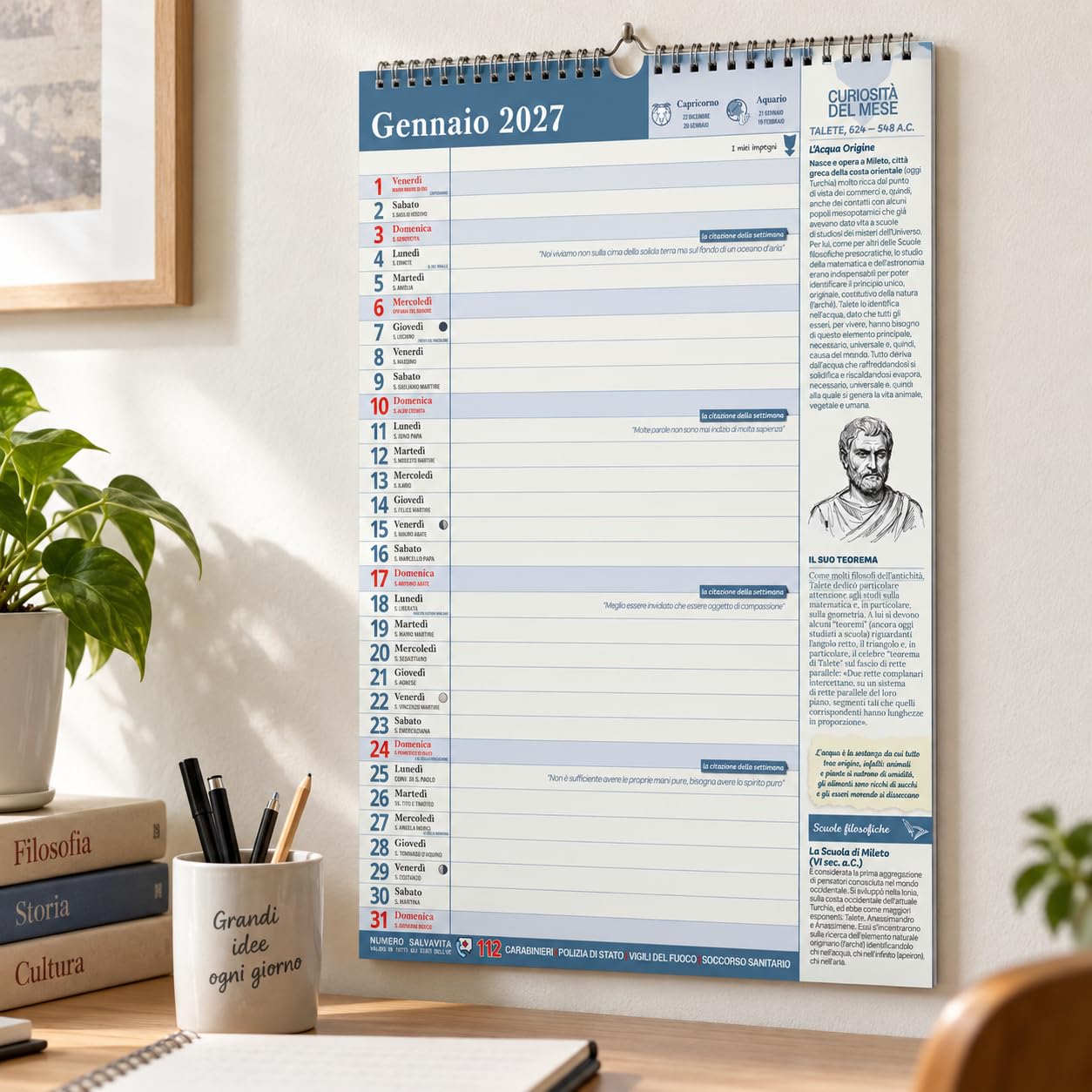 Sprea Calendario Agenda Filosofico 2027 con citazioni